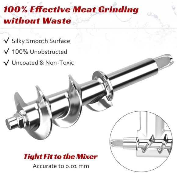 100% Polished Stainless Steel Meat Grinder Attachment for KitchenAid Mixer - Picture 3 of 7